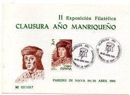 Tarjeta Con Matasellos Commemorativo De Clausura Año Manriqueño - Covers & Documents