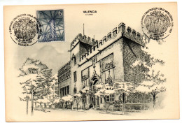 Tarjeta Con Matasellos Commemorativo De Centanario Construccion De La Lonja - Storia Postale