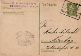 GERMANY WEIMAR REPUBLIC 1932 POSTCARD  MiNr P 199 SENT FROM STEINBACH TO NUERNBERG /BAHNPOST/ - Briefkaarten