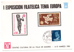 Tarjeta Con Matasellos Commemorativo De Exposicion Filatelica De 1981- - Covers & Documents