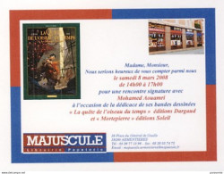 AOUAMRI : Carte Annonce Dédicace Librairie MAJUSCULE Pour LA QUETE DE L'OISEAU DUTEMPS - Cartes Postales