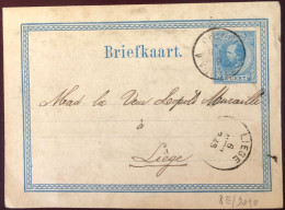 Pays-Bas Entier Carte De Rotterdam 5.4.1875, Cachet HOLLANDE PAR LIEGE Au Verso - (N314) - Storia Postale
