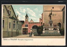 Lithographie Hassloch /Rheinpfalz, Kriegerdenkmal Mit Umgebung  - Hassloch