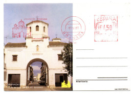 Tarjeta Con Matasellos Mecanico De 1987 - Franquicia Postal