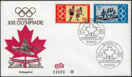 Allemagne 1976 Y&T 735 Et 738 Sur FDC. Jeux Olympiques De Montréal, Hockey Sur Gazon Et Aviron - Hockey (sur Gazon)