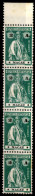 MACAU. 1913. Ceres. 2a Green, Paper With Dots 11 1/2x12 (Af. 212). Vertical STRIP OF FOUR  With Upper Margin Border. Fin - Otros & Sin Clasificación