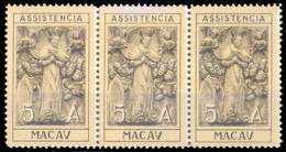 MACAU. ASSISTENCIA. 1930. Postal Tax. (Af. 6) 5A Sepias/castanho Claro. Horiz. STRIP OF THREE. Fine And Fresh. - Altri & Non Classificati