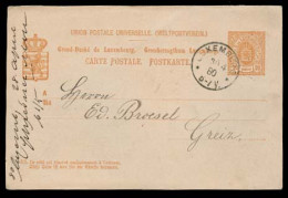 LUXEMBOURG. 1880 (30 April). Lux - Greiz. 10c Stat Card / Cds. Fine. - Other & Unclassified