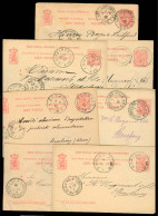 LUXEMBOURG. 1887-93. Town Cancels. 10c Red Stat Card X7, With Diff Town Usages To Addressed To France Strassburg. Incl R - Other & Unclassified