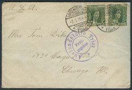 LUXEMBOURG. 1915 (2 March). Lux Ville - USA / Chicago. Fkd Censored Trier Env. - Other & Unclassified