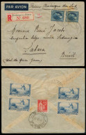 LUXEMBOURG. 1937 (3 Sept). Redange - S - Attert - Brazil / Sahara. Reg Air Fkd Env (3 Fr 50c) + French Stamps (8,50 Fr)  - Other & Unclassified