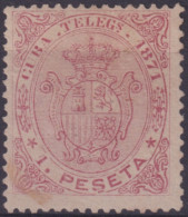 1871-154 CUBA SPAIN TELEGRAPH Ed.16 1871 REPUBLICA 1 Pta CARMIN.  - Voorfilatelie