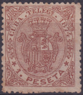 1874-129 CUBA SPAIN TELEGRAPH Ed.28 1874 REPUBLICA 1 Pta BROWN.  - Voorfilatelie