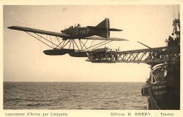 Toulon Aviation * Carte Photo * Lancement D'un Avion Par Catapulte * Hydravion Aviateur * Photographe H. Emery - Toulon