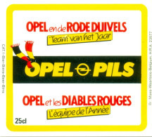 Oud Etiket Bier Opel Pils  - Brouwerij / Brasserie Maes Te Waarloos - Opel En De Rode Duivels - Bière