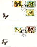 LAOS. N°1014-8 Sur 2 Enveloppes 1er Jour (FDC's) De 1991. Papillons. - Papillons