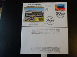 FRANCE 2024 1,96 EURO " 50 ANS AÉROPORT PARIS-CHARLES DE GAULLE " OBL. 1ER JOUR 15.03.24 ENVELOPPE POSTALE F.D.C. - 2020-…