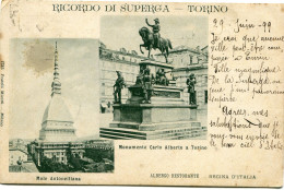 TORINO - RICORDO Di SUPERGA 5 - CARTOLINA PRECURSORE RARO Del 1899 - POSSIBILITÀ DI SCONTO E SPEDIZIONE GRATUITA - - Multi-vues, Vues Panoramiques
