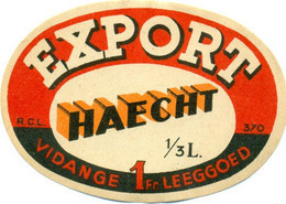 Oud Etiket / Ancienne étiquette Bier Bière : Export - Brouwerij Haecht - Bière