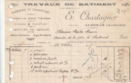 07-E.Chastagner..Travaux De Batiments..Plomberie & Couverture...Aubenas..(Ardèche)...1927 - Straßenhandel Und Kleingewerbe