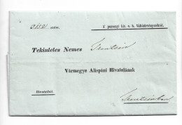 1846 AUSTRIA HUNGARY SLOVAKIA - BRATISLAVA PRESSBURG PREPHILATELIC EXOFFO LETTER TO TRENCIN - ...-1850 Prefilatelía