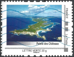 Montimbramoi  Guadeloupe : Pointe Des Châteaux - Lettre Verte: Timbre Sur Support - Usados