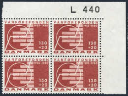 Denmark B59 Plate Block/4,MNH.Mi 698. Foundation For The Disabled,25th Ann.1980. - Nuovi