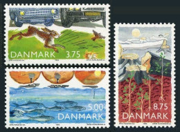 Denmark 961-963,MNH.Mi 1032-1034. Environment,1992.Hare,bird,Fish,Cut Trees. - Neufs