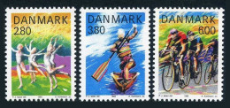Denmark 780-782, MNH. Michel 842-844. Sports 1985. Canoe & Kayak, Cycling. - Ongebruikt