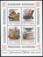 Denmark 791 Ad, MNH. Mi 878-881 Bl.6. HAFNIA-1987. Holstein Carriage, Iceboat, - Ungebraucht