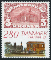 Denmark 843, 843A, MNH. Michel 900, Bl.7. HAFNIA-1987. Bela Center, Mail Train. - Unused Stamps