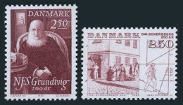 Denmark 747-748,MNH. Mi 790-791. Nikolai Grundtvig,poet; C.Eckersberg,architect. - Ungebraucht