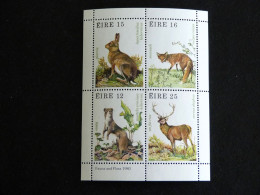 IRLANDE IRELAND EIRE BF BLOC FEUILLET 3 ** MNH - CERF DEER STAG HERMINE RENARD FOX FUCHS LIEVRE VARIABLE - Blocchi & Foglietti