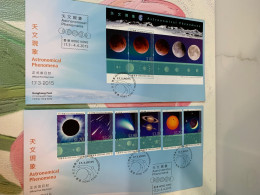 Hong Kong Stamp FDC 2015 Astronomical Phenomena Space Eclipse Hologram FDC Map - Unused Stamps