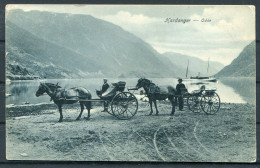 1906 Norway Hardanger Odde Horse Carriage Postcard, SOGN 5 POSTEKSP ‘B’ TRAIN Railway - Stratford London England - Lettres & Documents