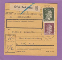 PAKETKARTE AUS  ESCH/ALZIG (EIWAG) NACH WILZ,SPÄTVERWENDUNG 16-8-1944. - 1940-1944 German Occupation