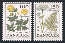 Denmark 609-610,MNH.Mi 653-654.Endangered Flora,1977.Globe Flower,Cnidium Dubium - Nuovi