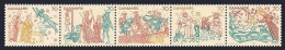 Denmark 526-530b Strip, MNH. Michel 550-554. Frescoes From Churches, 1973. - Ungebraucht