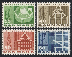 Denmark 432-435, MNH. Michel 451-454. Copenhagen, 800th Ann.1967. Windmill,Ship, - Unused Stamps