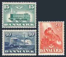 Denmark 301-303,MNH.Michel 298-300. Danish State Railway,1947.Locomotive,Ship. - Unused Stamps