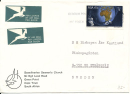South Africa Cover Sent Air Mail To Sweden Single Space Stamp - Brieven En Documenten
