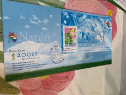 Hong Kong Stamp FDC 2001 Tree Butterflies Lion Mountain Birds Flying - Nuevos