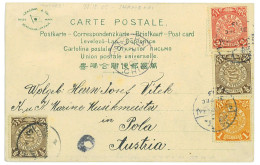 P2773 - CHINA CHINESE IMPERIAL POST, 3 COLOUR FRANKING TO AUSTRIA (CROAZIA) 1913 FROM SHANGAI IN PERFECT RATE (10 CENT) - Briefe U. Dokumente