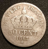 FRANCE - 50 CENTIMES 1867 BB - Napoléon III - Tête Laurée - Argent - Silver - Gad 417 - KM 814 - 50 Centimes