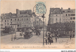 ADGP3-76-0188 - LE HAVRE - Perspective De La Rue De Paris - Prise De La Place De La Place Gambetta - Gare
