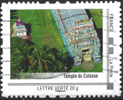 Montimbramoi  La Réunion : Temple Du Colosse - Lettre Verte : Timbre Sur Support - Usati