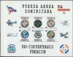 DOMINICAINE Poste ** - 1296/1301, Feuillet Complet Non Dentelé (tirage 100): Forces Aériennes, Hélicoptères - Dominicaanse Republiek