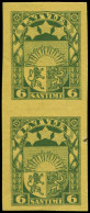 LETTONIE Poste ** - 177, Paire Verticale Non Dentelée: 6s. Vert/jaune (Michel 118y) - Letonia
