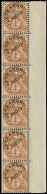 FRANCE Roulettes ** - 42, Type II, Bande De 6 Horizontale: 4c. Blanc - Cote: 3000 - Coil Stamps