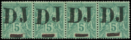 COTE DES SOMALIS Poste * - 1, Bande De 4, Signée Brun: 5c. Vert - Cote: 1040 - Neufs